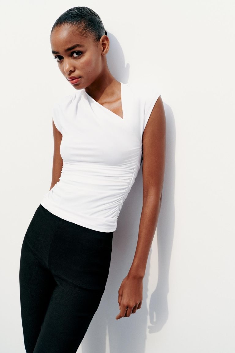POLYAMIDE DRAPED TOP