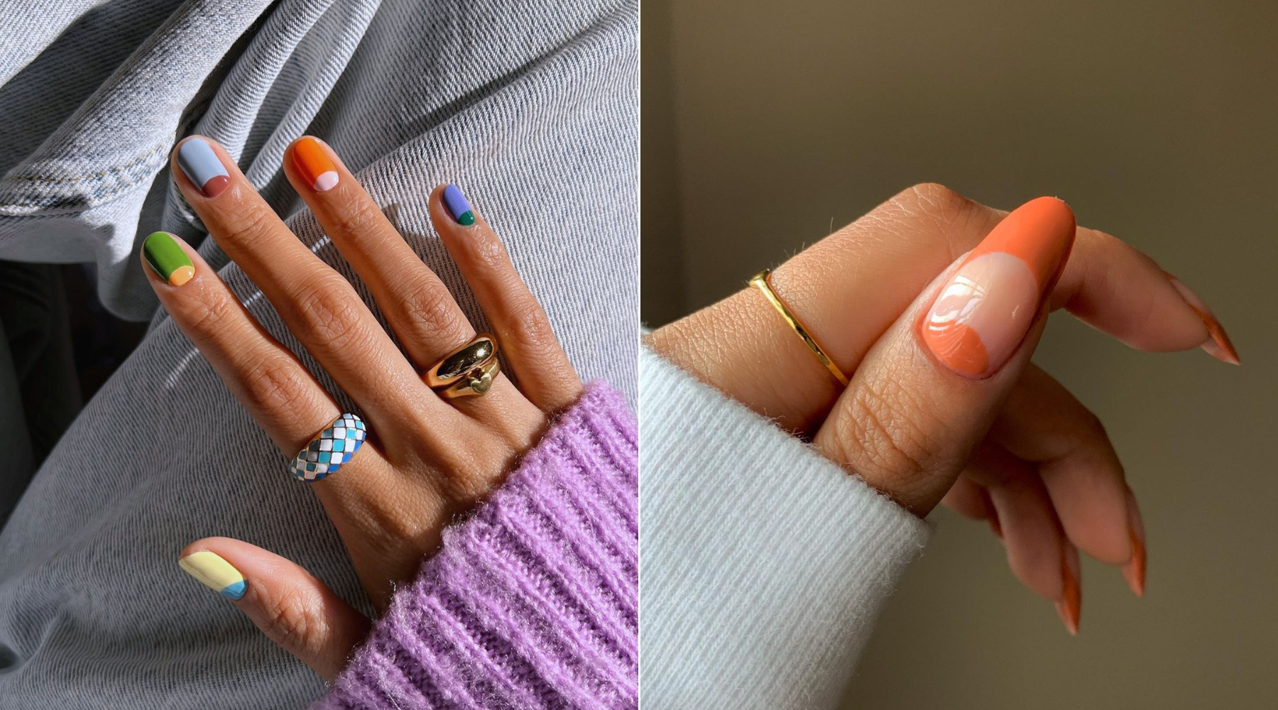 Navdih za retro nail art: manikura v obliki polmeseca