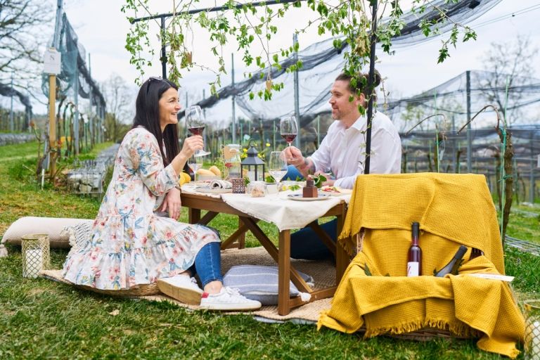 Mestni oddih med grajskimi zidovi in trtami. Foto: Blaž Žnidaršič