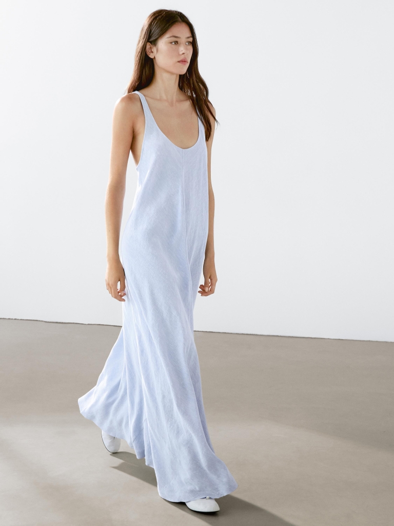 Dolga padajoča obleka Massimo Dutti