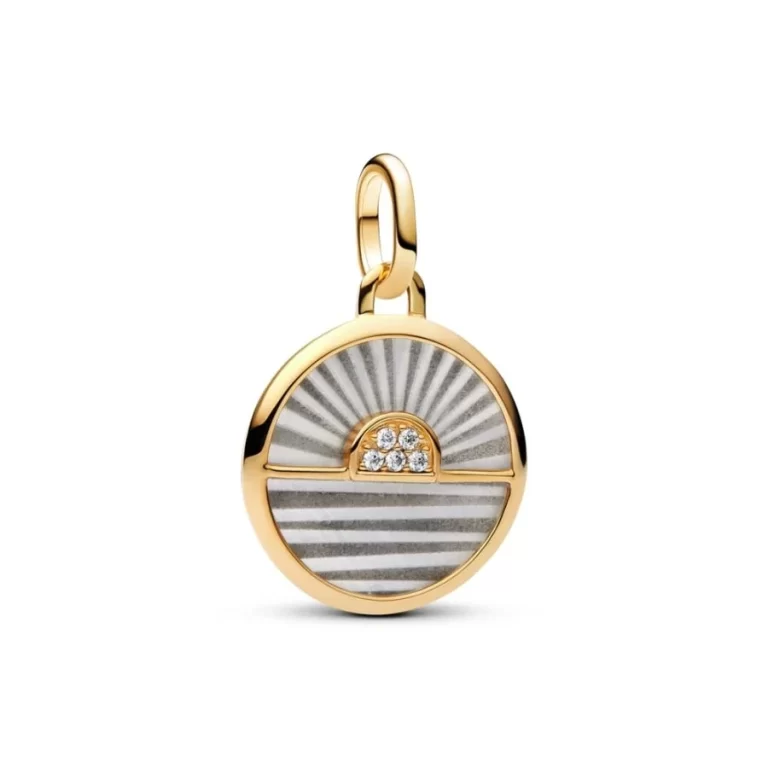 Obesek v obliki medaljona z motivom sončnega vzhoda